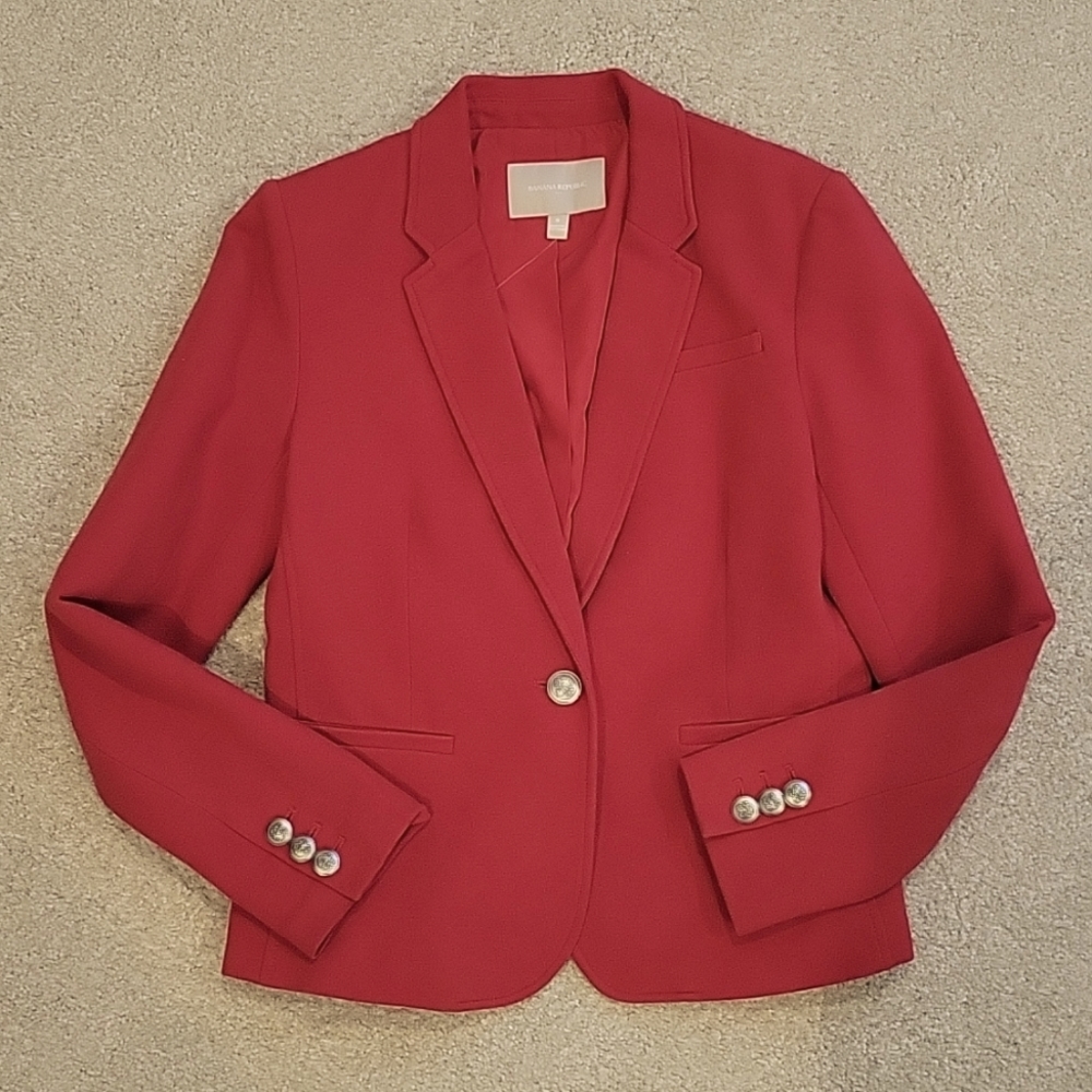 Banana Republic Red Blazer Jacket Size 8 EUC